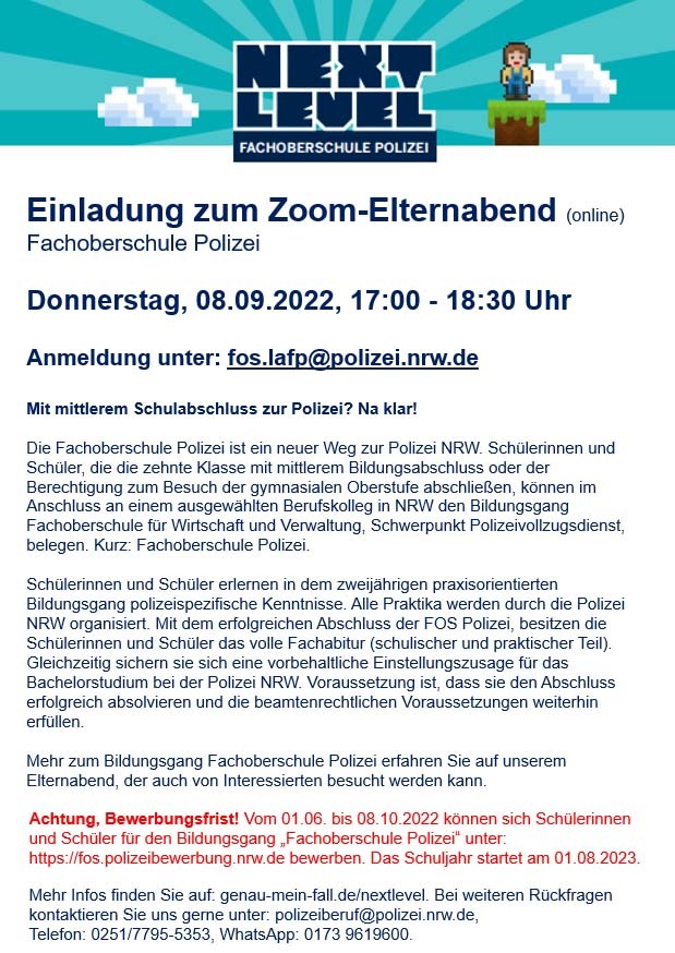 POL-BO: Mit Realschulabschluss zur Polizei - Infoveranstaltung für Interessierte am 8. September