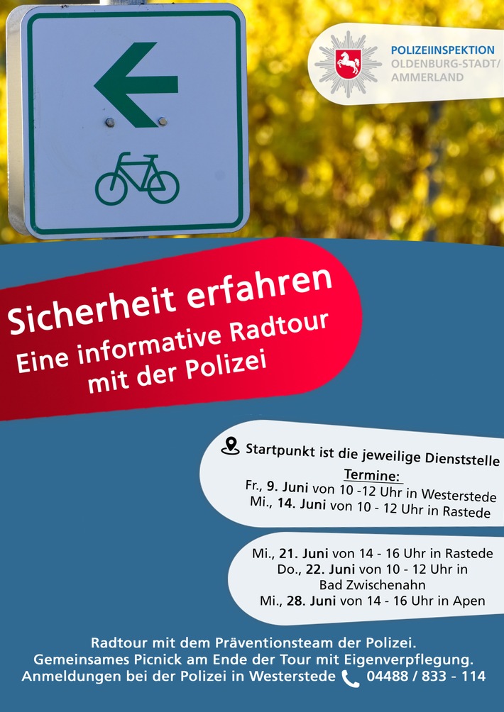 POL-OL: +++ Ammerland; Sicherheit erfahren - Eine informative Radtour mit der Polizei +++