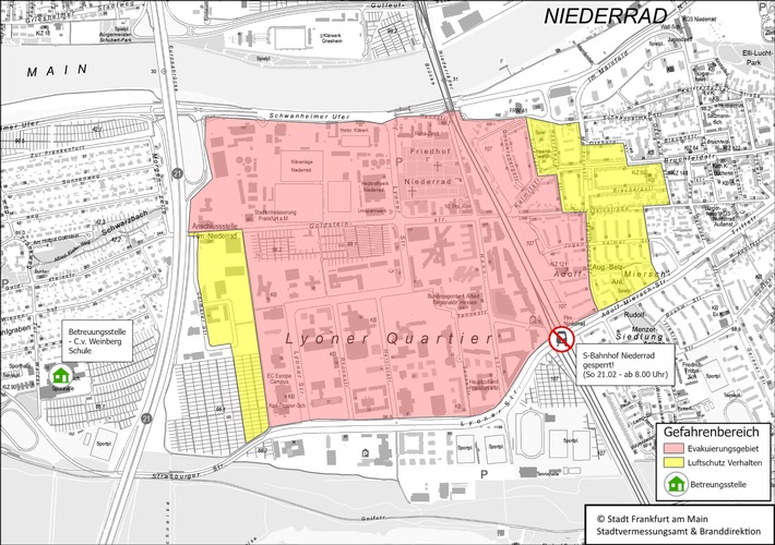 FW-F: Weltkriegsbombe in Niederrad: Ergänzende Informationen zur Entschärfung