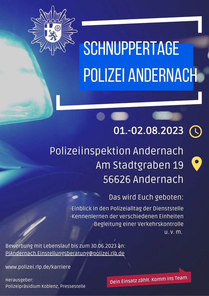 POL-PPKO: Schnupperpraktikum bei der Polizei Andernach