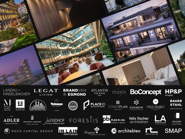 Ein Auszug von Bildern der Real Estate & Architecture Award Gewinner 2024, von links nach rechts M-Quartier München, Hotel Chalet Mirabell, Atlantis The Royal Dubai, Rock Capital Group HEADS, Legat Living Max Höfe, Ritz Carlton Maldives/©Paul Thuysbaert Photography, Studio5 Interior Design/©Lydia Bauer, Hotel Chalet Mirabell. Bei den Logos sind vertreten: Landau + Kindelbacher, Legat Living, Brand van Egmond, Atlantis The Royal Dubai, Studio5 Interior Design, BoConcept, HP&P Gruppe, M-Quartier München, Ulreich Bauträger, Metropolian Liegenschaften, Rohmann Bau Gruppe, mediraum design, PLACE ID, Towerplan Architektur, AVAMAR Scharmützelsee, Hotel Chalet Mirabell, Bauer Stahl Architektur, ADLER Historic Guesthouse, The Ritz Carlton Maldives, 5 Sterne Wellnesshotel Jagdhof, FORESTIS, pbi Architekten, Felix Fischer Architekten, L.A Immobilien Invest, Rita Szabo Architektur und Innenarchitektur, Rock Capital Group, In Lain Hotel Cadonau, Insignis Luxury Real Estate Group, A3 architekten, RT Architektur und SMAP Architektur. / Weiterer Text über ots und www.presseportal.de/nr/177581 / Die Verwendung dieses Bildes für redaktionelle Zwecke ist unter Beachtung aller mitgeteilten Nutzungsbedingungen zulässig und dann auch honorarfrei. Veröffentlichung ausschließlich mit Bildrechte-Hinweis. Ein Auszug von Bildern der Real Estate & Architecture Award Gewinner 2024, von links nach rechts M-Quartier München, Hotel Chalet Mirabell, Atlantis The Royal Dubai, Rock Capital Group HEADS, Legat Living Max Höfe, Ritz Carlton Maldives/©Paul Thuysbaert Photography, Studio5 Interior Design/©Lydia Bauer, Hotel Chalet Mirabell. Bei den Logos sind vertreten: Landau + Kindelbacher, Legat Living, Brand van Egmond, Atlantis The Royal Dubai, Studio5 Interior Design, BoConcept, HP&P Gruppe, M-Quartier München, Ulreich Bauträger, Metropolian Liegenschaften, Rohmann Bau Gruppe, mediraum design, PLACE ID, Towerplan Architektur, AVAMAR Scharmützelsee, Hotel Chalet Mirabell, Bauer Stahl Architektur, ADLER Historic Guesthouse, The Ritz Carlton Maldives, 5 Sterne Wellnesshotel Jagdhof, FORESTIS, pbi Architekten, Felix Fischer Architekten, L.A Immobilien Invest, Rita Szabo Architektur und Innenarchitektur, Rock Capital Group, In Lain Hotel Cadonau, Insignis Luxury Real Estate Group, A3 architekten, RT Architektur und SMAP Architektur. / Weiterer Text über ots und www.presseportal.de/nr/177581 / Die Verwendung dieses Bildes für redaktionelle Zwecke ist unter Beachtung aller mitgeteilten Nutzungsbedingungen zulässig und dann auch honorarfrei. Veröffentlichung ausschließlich mit Bildrechte-Hinweis.