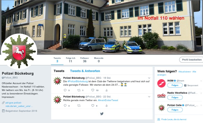 POL-NI: Polizeikommissariat Bückeburg twittert