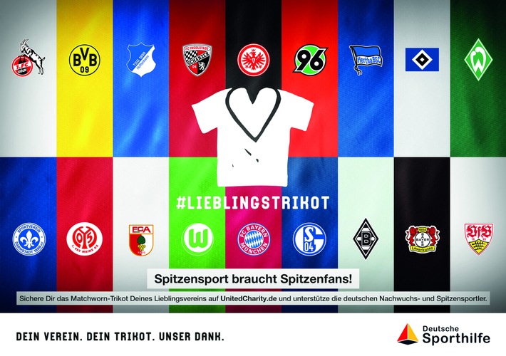 #Lieblingstrikot: Große Trikot-Auktion aller 36 Bundesliga-Clubs zugunsten der Deutschen Sporthilfe