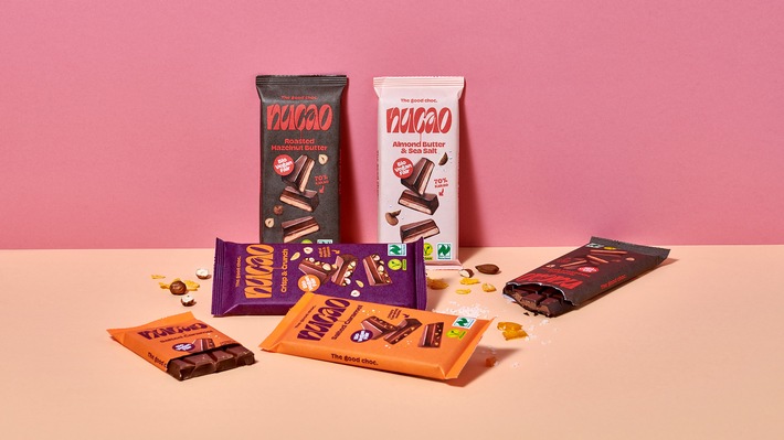 Mehr Nachhaltigkeit im Schokoladenregal: nucao verpackt mit Koehler Paper auch Schokoladentafeln in Papier
