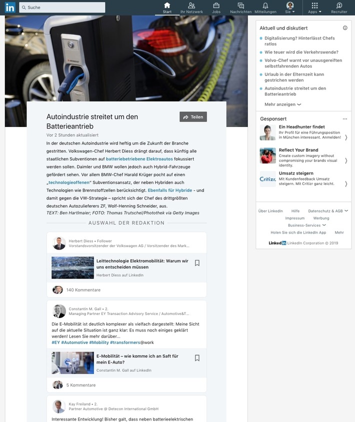 "Aktuell und diskutiert" - LinkedIn führt neues Nachrichtenformat ein