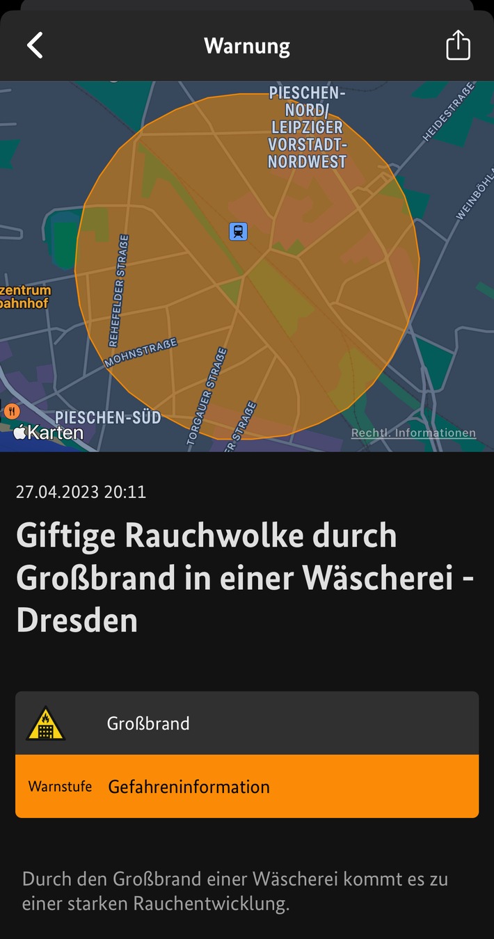 FW Dresden: Update 22:30 Uhr zum Großbrand in einem Wäschereibetrieb