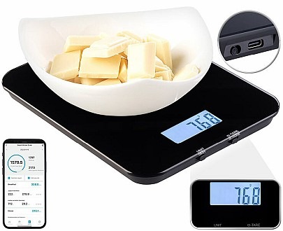 Smarte Waage um Kalorien und Nährwerte zu ermitteln: Rosenstein &amp; Söhne Smarte Digital-Küchenwaage mit Kalorienzähler, Nährwertrechner und App