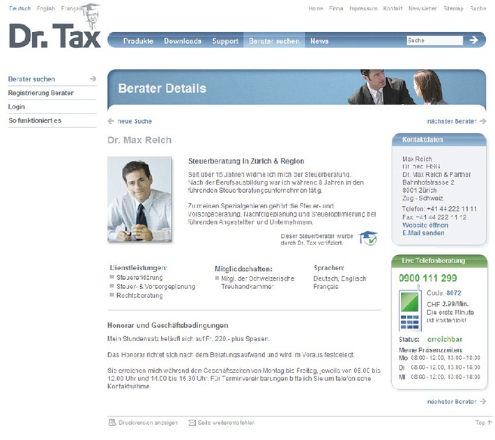 Dr. Tax Beraterplattform bringt Steuer-Experten mit Kunden zusammen