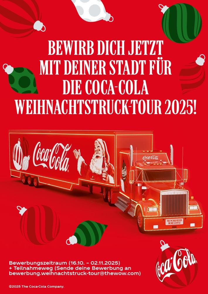 Presseinformation: Bewerbungsstart für die Coca-Cola Weihnachtstruck-Tour 2025