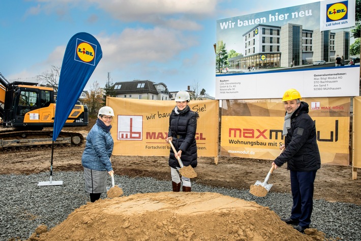Spatenstich in Berlin: Lidl-Filiale mit Wohnungen in serieller Modulbauweise entsteht