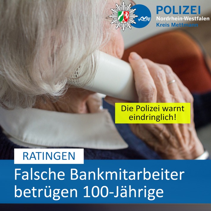 POL-ME: Falsche Bankmitarbeiter betrügen 100-Jährige - 2505042