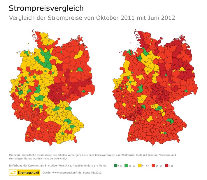 Strompreisvergleich - Atlas für Strompreise visualisiert die Stromkosten in Deutschland