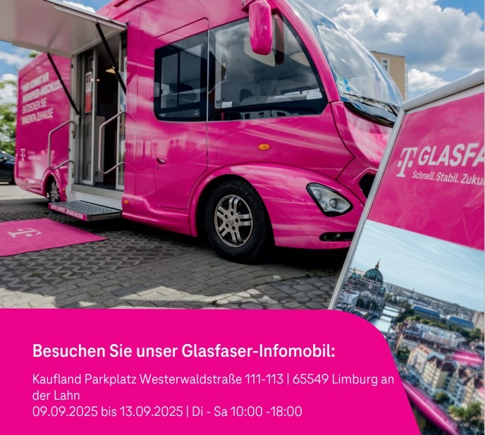 Telekom-Infomobil zum Glasfasernetz in Limburg