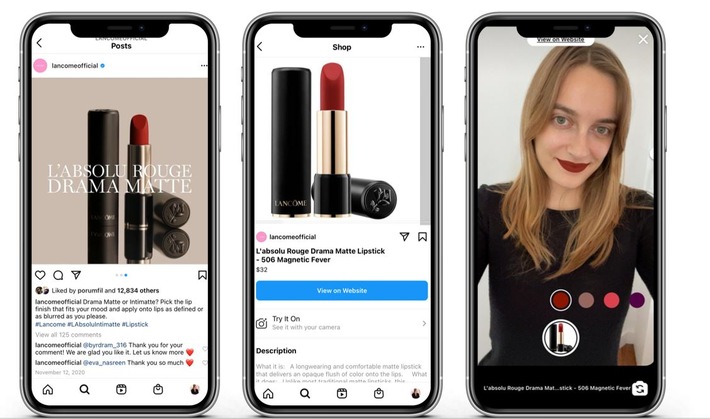 L&#039;ORÉAL UND FACEBOOK ERMÖGLICHEN MIT MODIFACE  VIRTUELLES TESTEN AUF INSTAGRAM-SHOPPING