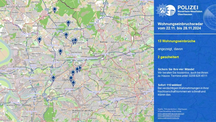 POL-OB: Wohnungseinbruchsradar in Oberhausen