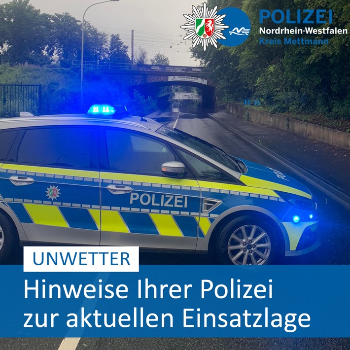 POL-ME: Starkregen: Erste Einsatzbilanz der Kreispolizeibehörde Mettmann - Kreis Mettmann - 2107068