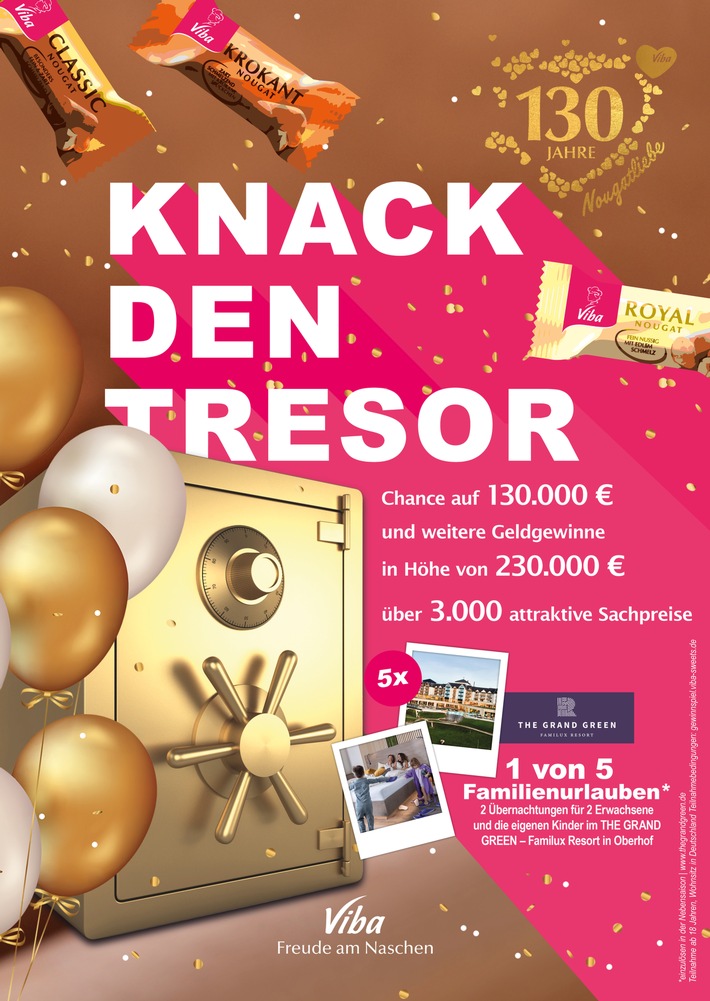 Knack den Tresor - Nougat naschen und gewinnen / Das große Viba sweets Gewinnspiel zum 130-jährigen Jubiläum