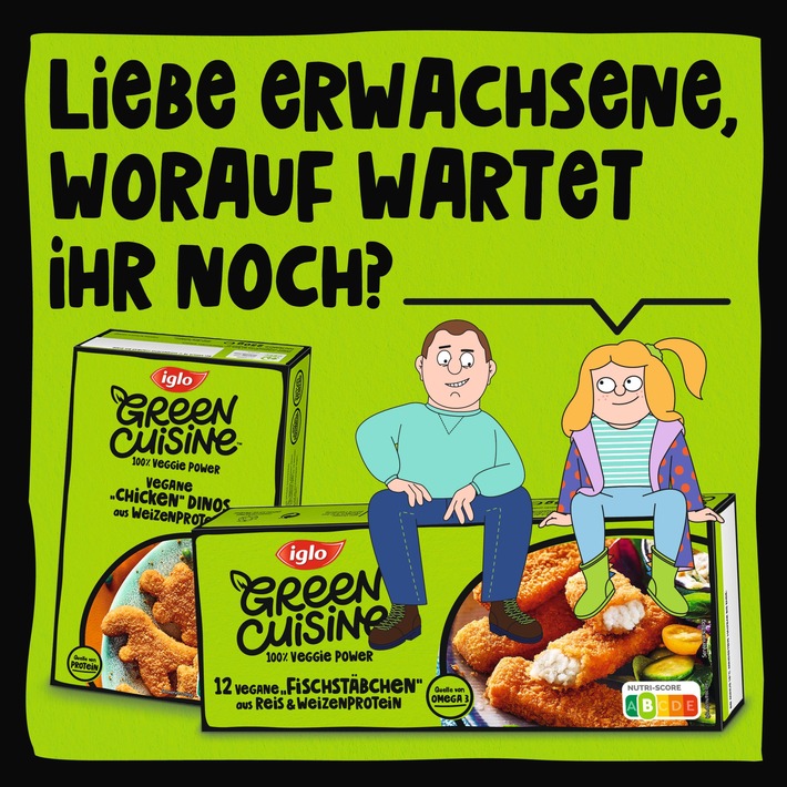 iglo thematisiert die Generationendebatte am Esstisch: Die Zukunft is(s)t pflanzlich / Vegane Submarke "GREEN CUISINE" mit neuem, modernen Markenauftritt zur Ernährungswende