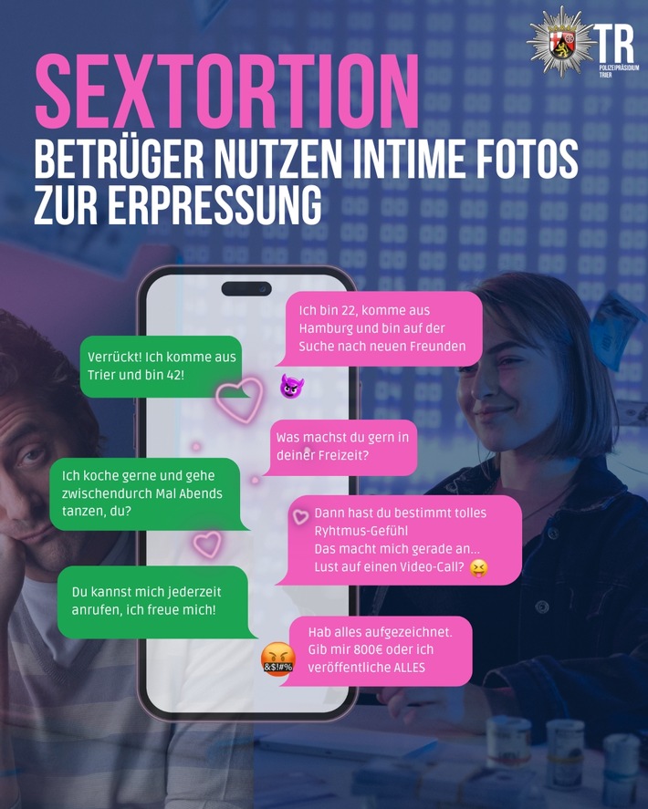 POL-PPTR: Sextortion: Betrüger nutzen intime Fotos zur Erpressung