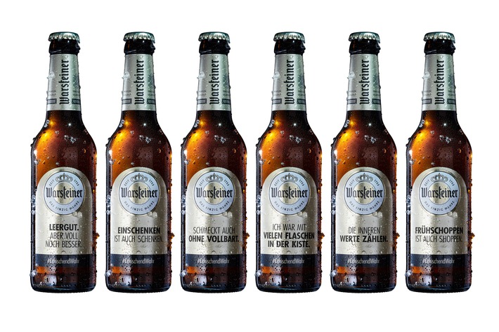 Die erfrischende Wahrheit auf jeder Flasche / Nur solange der Vorrat reicht: Warsteiner mit "bierernsten" Sonderetiketten