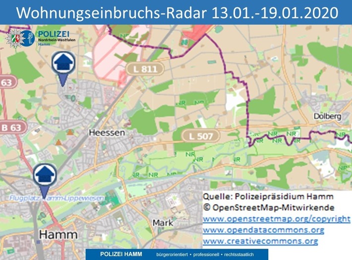 POL-HAM: Wohnungseinbruchs-Radar Hamm 13.01. bis 19.01.2020