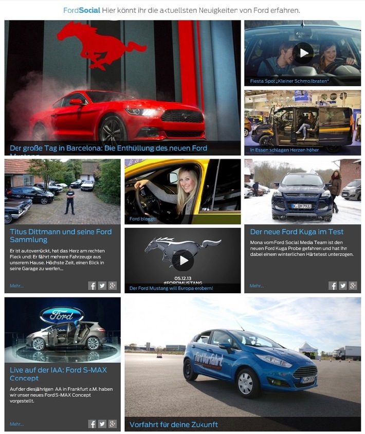 Ford startet deutschsprachigen Blog als Ergänzung zu Social Media-Aktivitäten auf Facebook, Twitter und Instagram