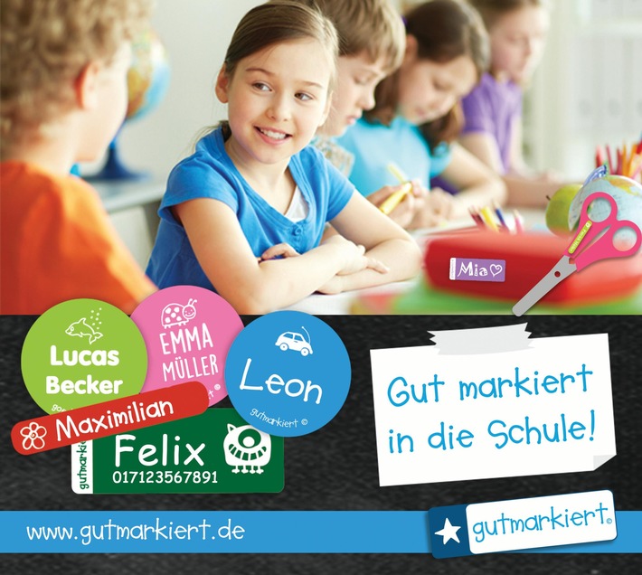 Gutmarkiert in die Schule starten - mit lustigen Namensaufklebern und Textiletiketten