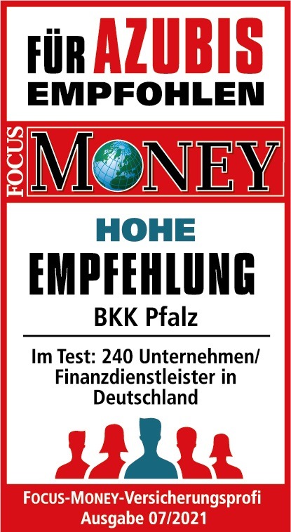 BKK Pfalz: Von FOCUS Money als Ausbildungsbetrieb empfohlen