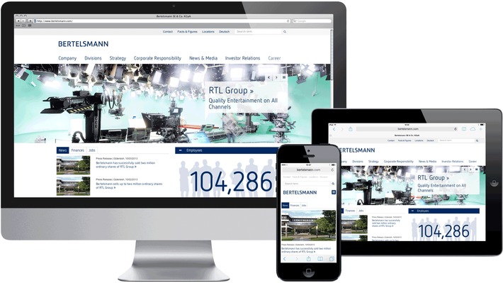 Bertelsmann Homepage Sets New Accents / Focus on topicality, strategy and social media (BILD)