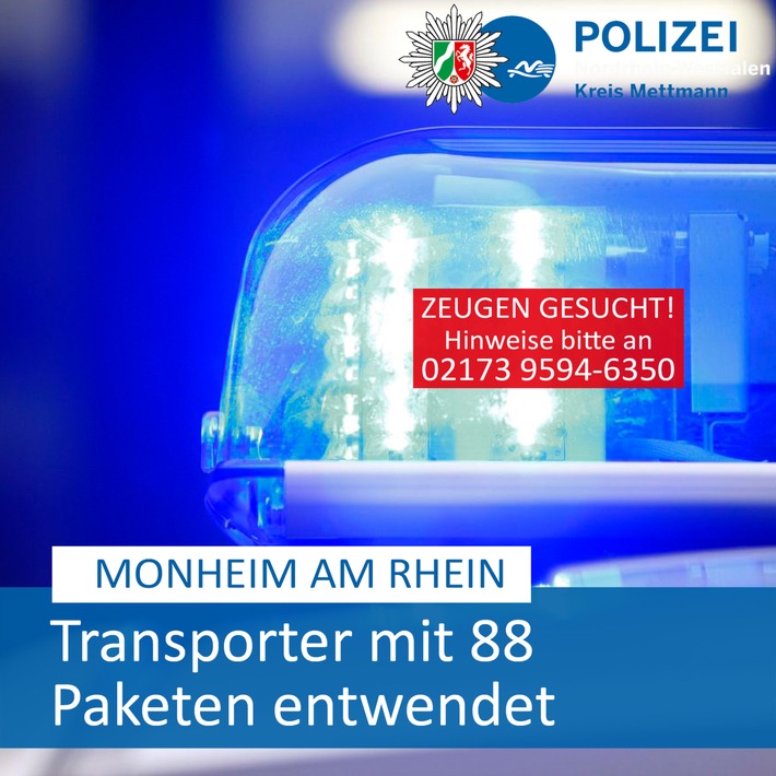 POL-ME: Paket-Transporter entwendet - die Polizei ermittelt - Monheim am Rhein - 2306097