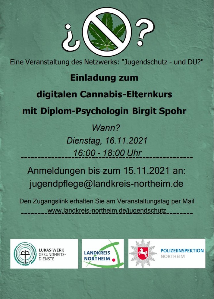 POL-NOM: Ankündigung - digitaler Elternkurs zum Thema Cannabis