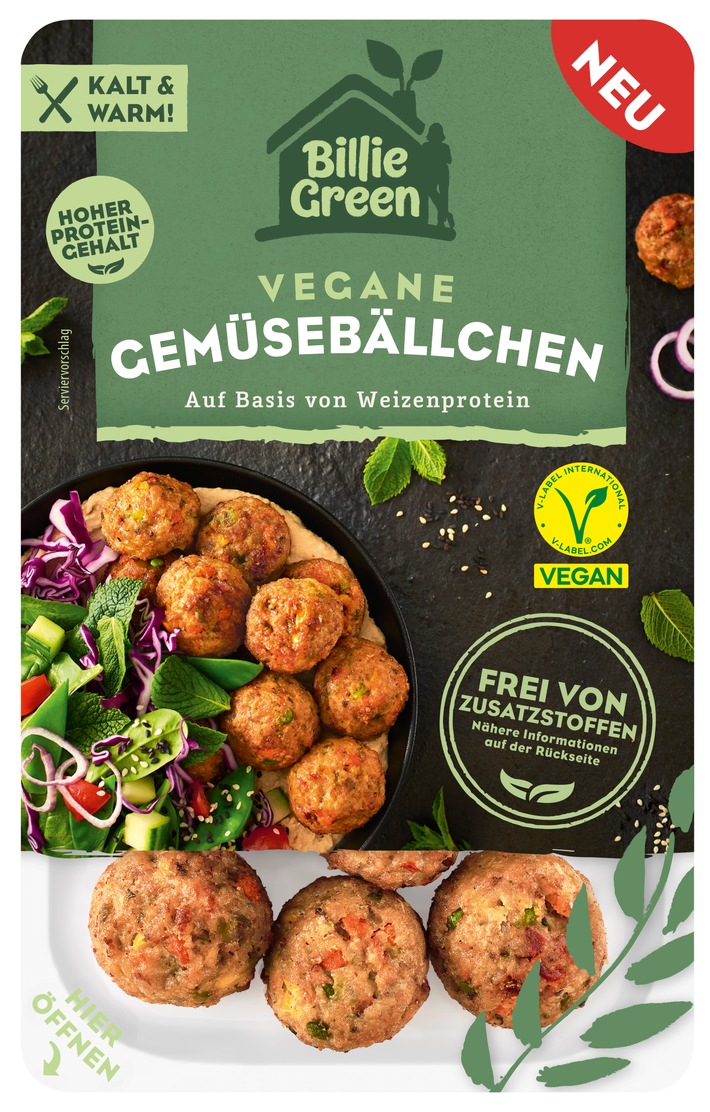 Klein, aber oho: die Veganen Gemüsebällchen von Billie Green haben es in sich! / "Fast Good Food" mit 54 % Gemüse