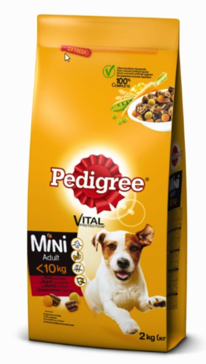 Mars Suisse rappelle volontairement 1 lot de production de Pedigree Adult Mini au Boeuf 2kg croquettes pour chiens avec une date d