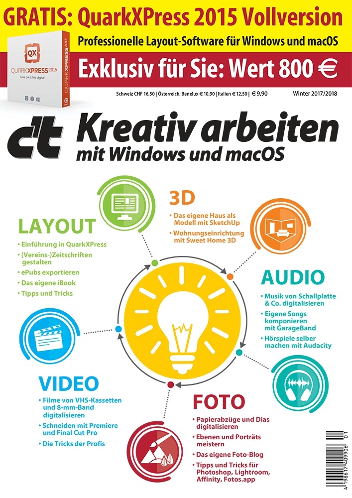 c&#039;t-Sonderheft &quot;Kreativ arbeiten&quot; mit QuarkXPress 2015 / Gratis: Layout-Software im Wert von 800 Euro