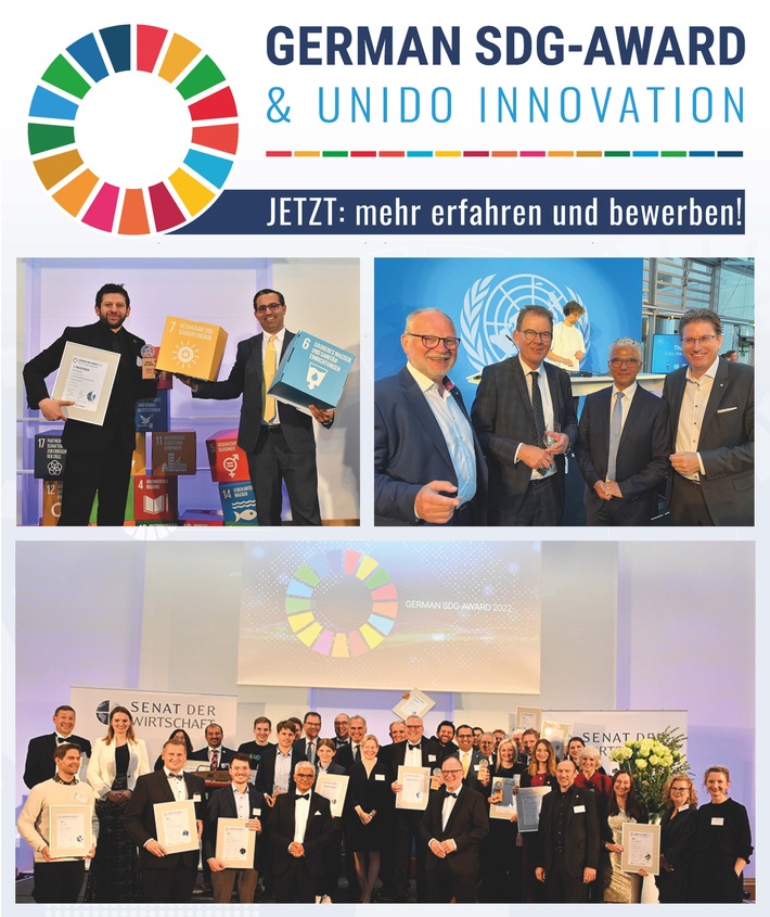 Bewerbungsstart SDG-Award 2023 - Offizielle Partnerschaft mit der UN-Organisation UNIDO / Der Nachhaltigkeitspreis geht in die nächste Runde