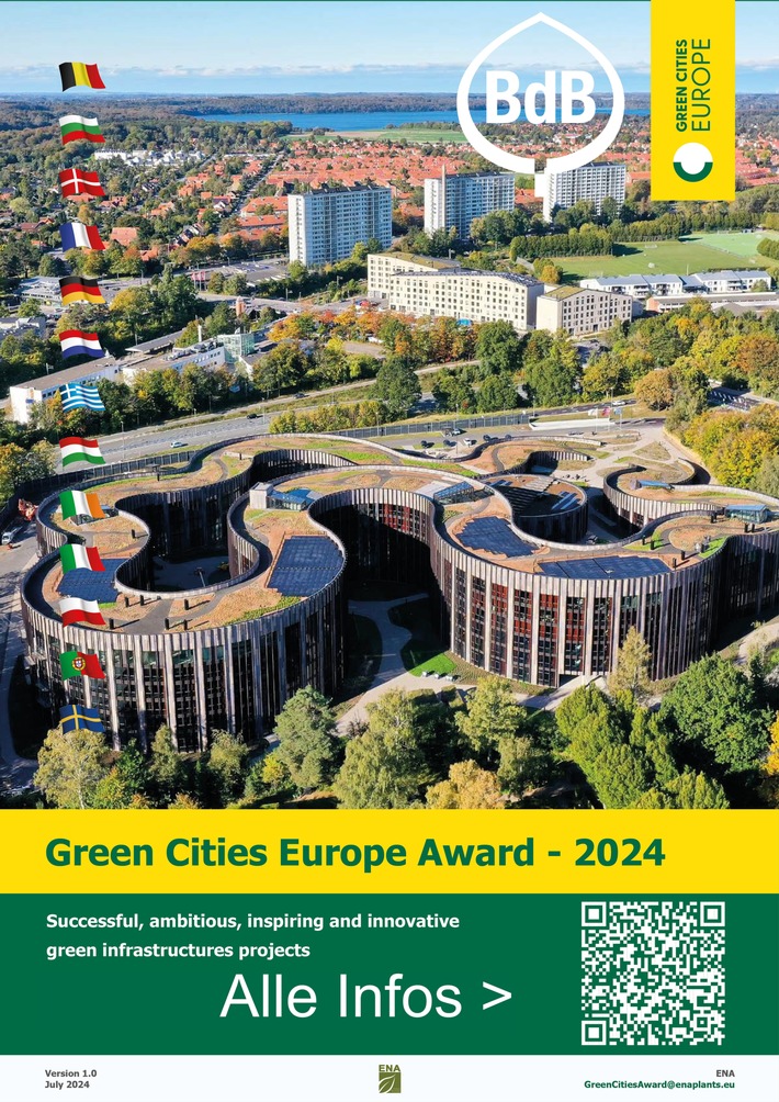 Green Cities Europe Award 2024: Auszeichnung für grüne Infrastrukturprojekte / Bewerbungen bis zum 15. Oktober 2024 möglich