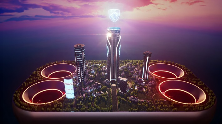 Zum Entdecken: das PEUGEOT POLYGON CONCEPT in POLYGON CITY, einer Insel im Fortnite-Universum