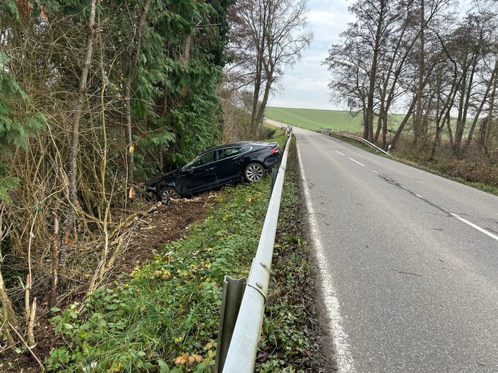 POL-PDLD: L545 bei Niederotterbach - Über die Leitplanke ins Grün