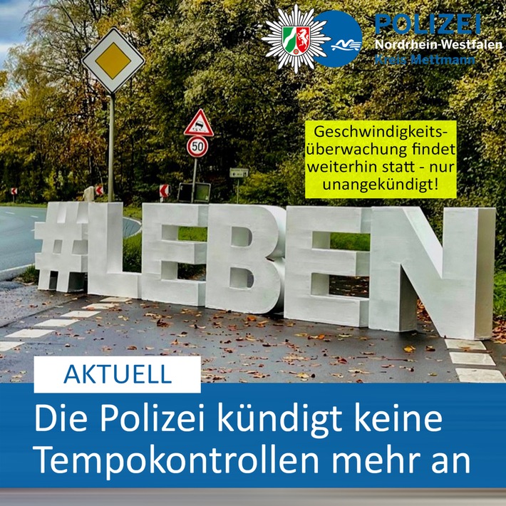 POL-ME: Die Polizei kündigt keine Geschwindigkeitskontrollen mehr an - Kreis Mettmann - 2402001