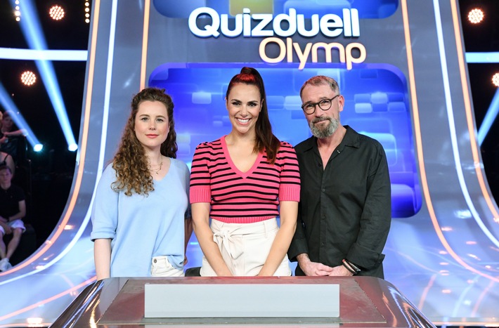 Die "Deutschmanns" gegen den Olymp: Klara und Heikko Deutschmann bei Esther Sedlaczek / "Quizduell-Olymp" am Freitag, 21. Juli, 18:50 Uhr im Ersten