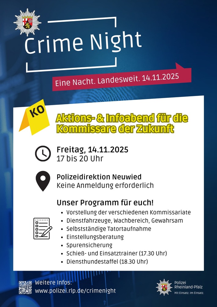 POL-PDNR: Crime Night - Aktions- und Infoabend für die Kommissare der Zukunft
