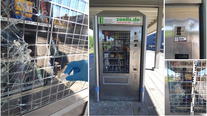 Bundespolizeidirektion München: Snackautomat beschädigt: Glasfront zerstört - keine Beute