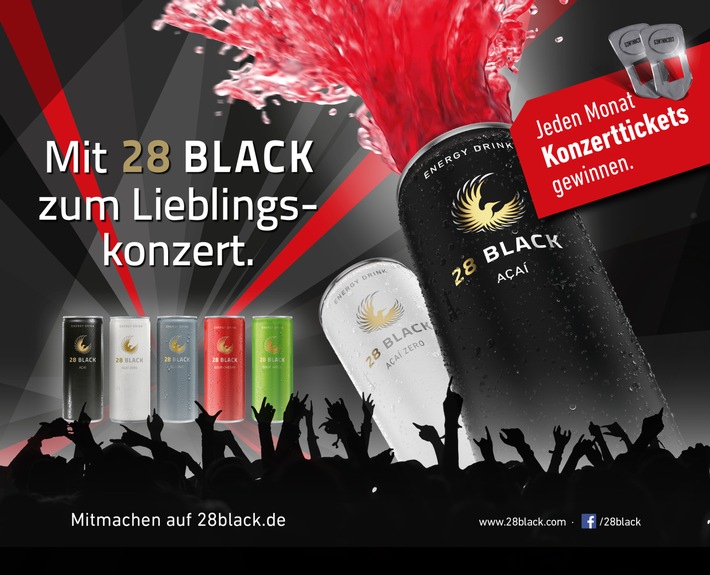 Mit 28 BLACK zum Lieblingskonzert / Der Energy Drink startet mit ganzjährigem Gewinnspiel ins neue Jahr (FOTO)