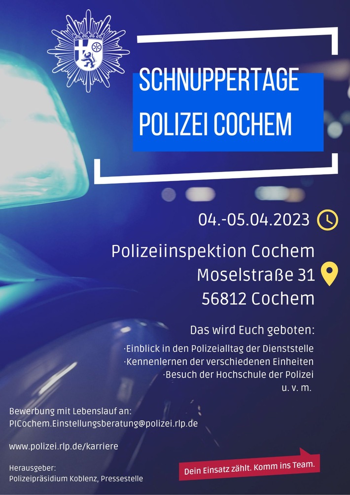 POL-PPKO: &quot;2-Tage-Intensivschnupperpraktikum&quot; Polizei Cochem