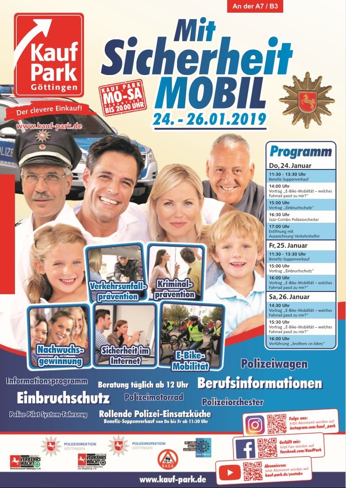 POL-GÖ: (53/2019) Vorbereitungen für Präventionstage &quot;Mit Sicherheit mobil!&quot; im Göttinger Kauf Park beginnen