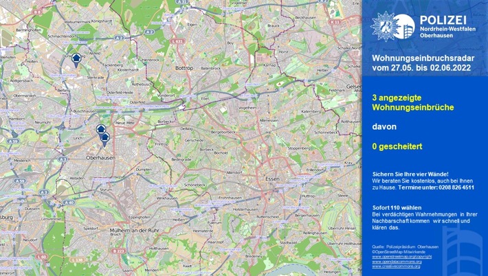 POL-OB: Aktueller Wohnungseinbruchradar für Oberhausen