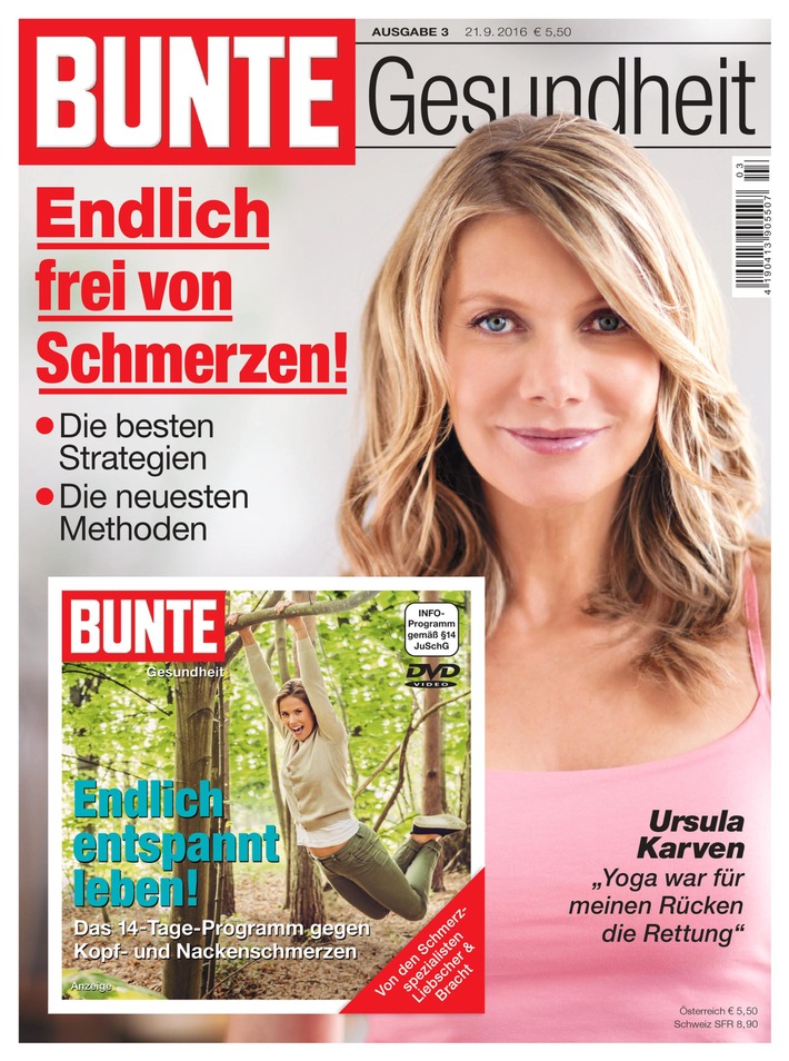 Bunte Gesundheit: Ausgabe 3 erscheint am 21. September zum Thema &quot;Schmerz&quot;