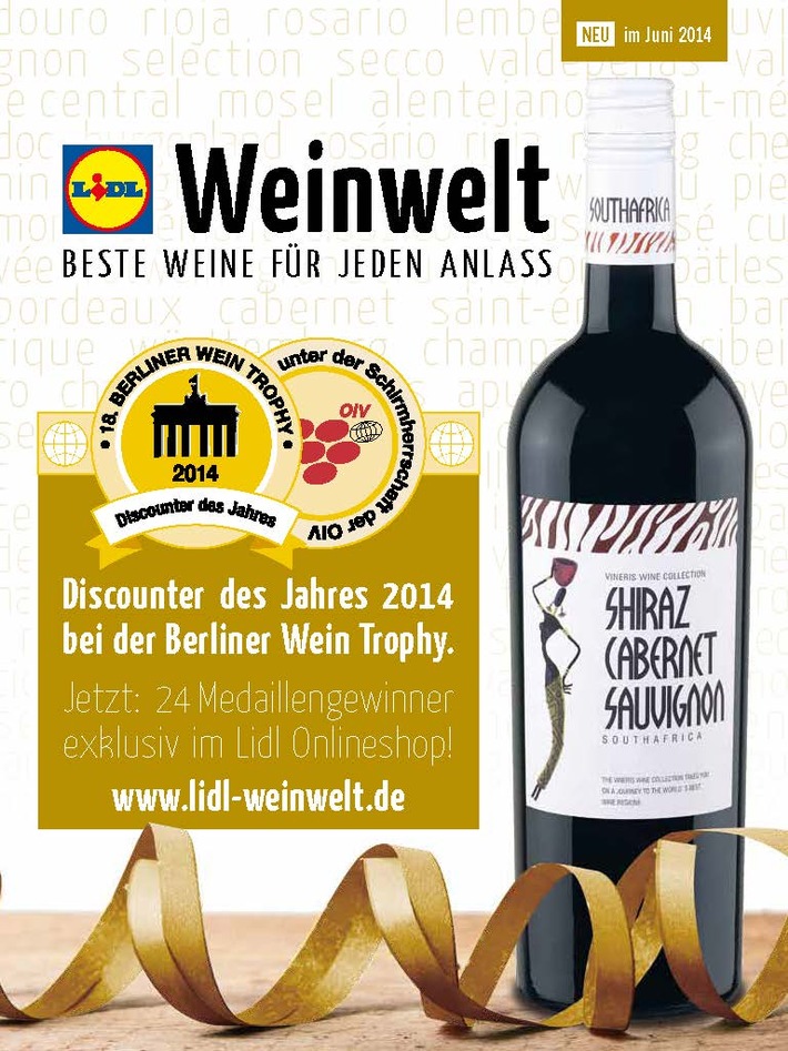 Prämierte Weine auf Lidl-Weinwelt.de / Verbraucher können die hochwertigen Weine von Lidl bequem online kaufen (FOTO)