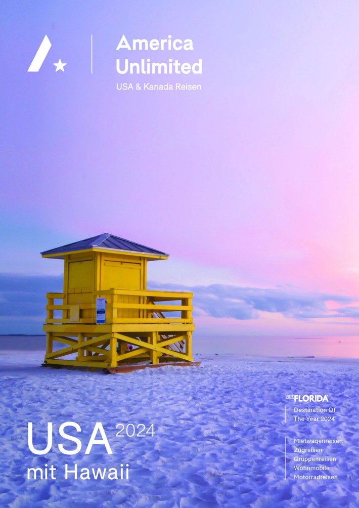 Neue Kataloge von America Unlimited für 2024 / USA mit Hawaii, Kanada & Alaska, Bahamas: Nordamerika-Spezialist präsentiert Angebot in drei Broschüren