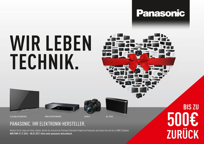 Cashback-Aktion: "Wir leben Technik" / Panasonic forciert das Weihnachtsgeschäft mit attraktiven Preisvorteilen und reichweitenstarken Werbemaßnahmen